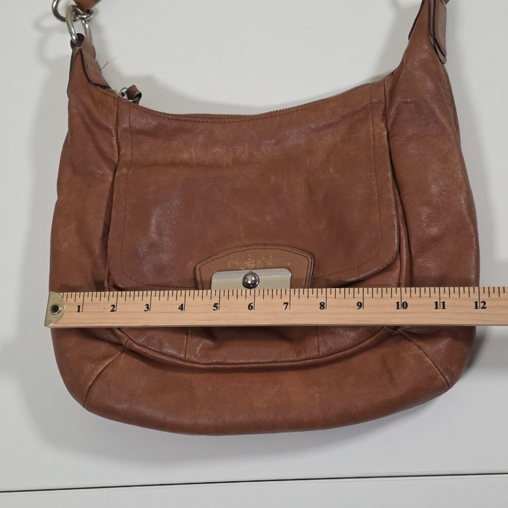 Coach Kristin Leather Hobo Shoulder Bag Brown 19293 Zip Lined Pockets FLAWS Boho - Picture 6 of 16